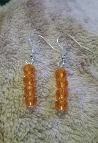 Orange Crystal beaded hook earrings nip