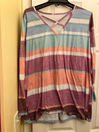 Colorful long sleeve shirt, sz 1x/2x