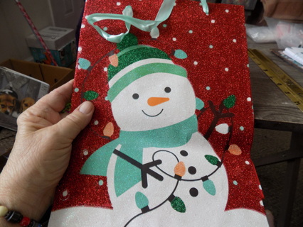 glittery red snowman gift bag 12 x 9