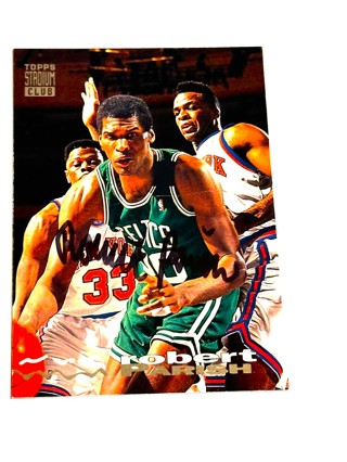 Autographed 1993-94 Topps Stadium Club Basketball Boston Celtics Robert Parish #20