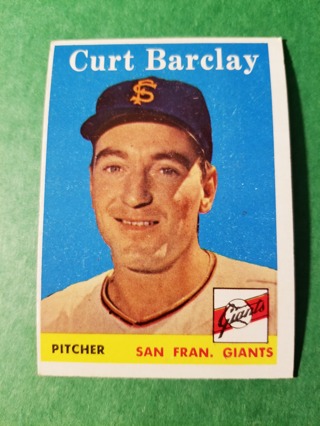 1958 - TOPPS EXMT - NRMT BASEBALL - CARD NO - 21 - CURT BARCLAY - GIANTS