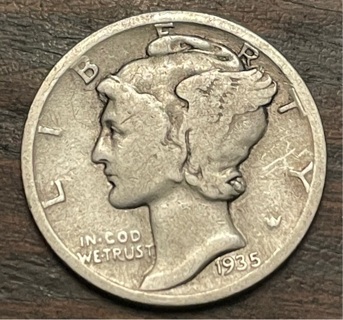 1935 P Silver Mercury Dime Winged Liberty 90% Silver 