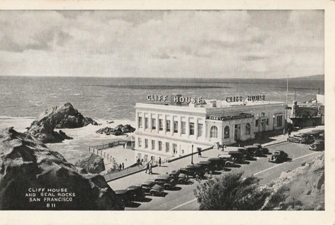 Vintage Unused Postcard: b&w: Cliff House & Seal Rocks, San Francisco, CA