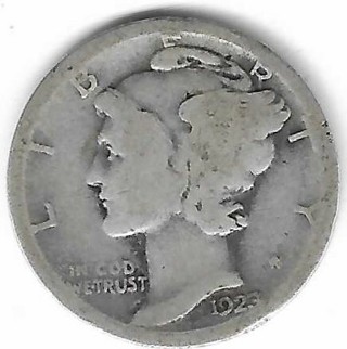 1923 Mercury Dime 90% Silver U.S. 10 Cent Coin