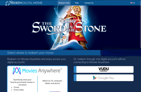 Disney The Sword in the Stone HD Digital Movie Code