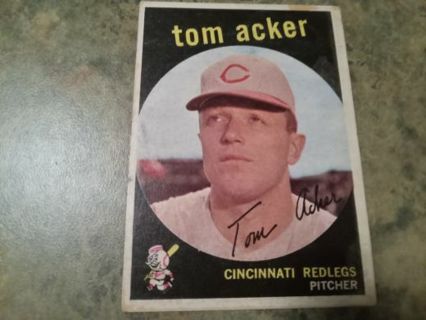 1959 T.C.G TOM ACKER CINCINNATI RED LEGS BASEBALL CARD# 201