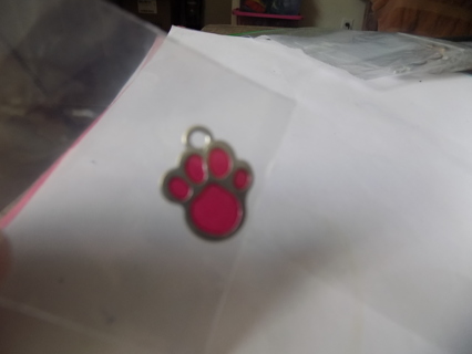 Enamel hot pink paw print charm 1 inch