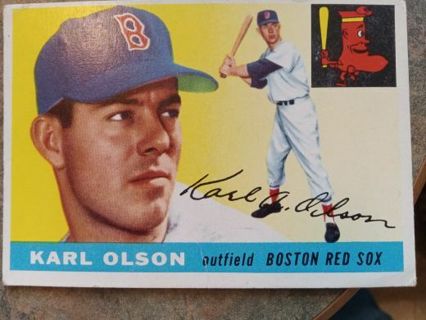 1955 TOPPS KARL OLSON BOSTON RED SOX BASEBALL CARD# 72 EXCELLENT CONDITION