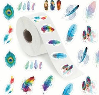 ➡️⭕(10) 1" COLORFUL FEATHER STICKERS!!