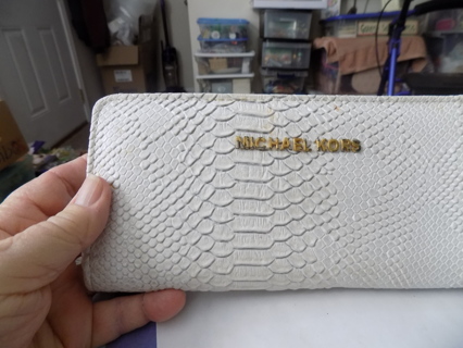 Michael Kors white look of snakeskin clutch purse 8 1/2 wide and 4 tall  