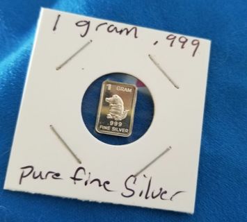 One gram .999 pure fine ☆Silver☆ collectable bar ~Gator~