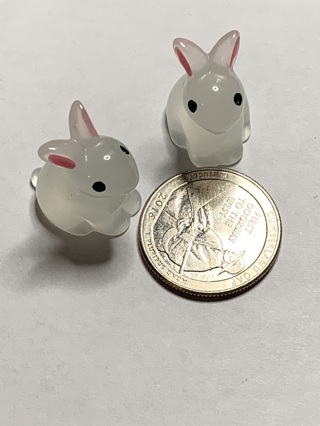 BUNNIES/RABBITS~#2~WHITE~SET 2~GLOW IN THE DARK~FREE SHIPPING!