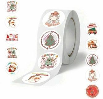 ➡️⛄(100) 1" GROOVY SANTA CLAUSE STICKERS!! CHRISTMAS