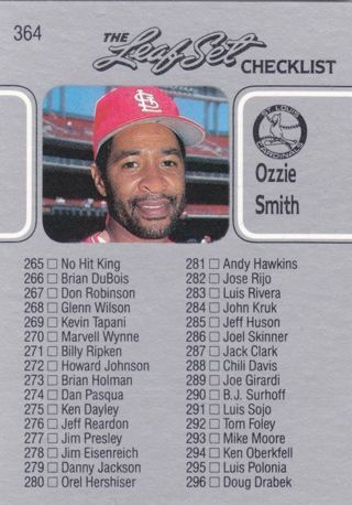 Ozzie Smith 1990 Leaf Checklist St. Louis Cardinals