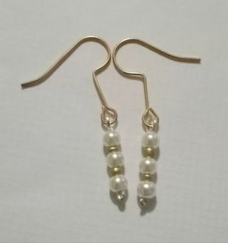 Pearl and gold beaded hook Earrings new