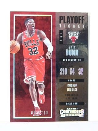 2018 Panini Contenders "Playoff Ticket" Kris Dunn (Bulls) S/N #096/249