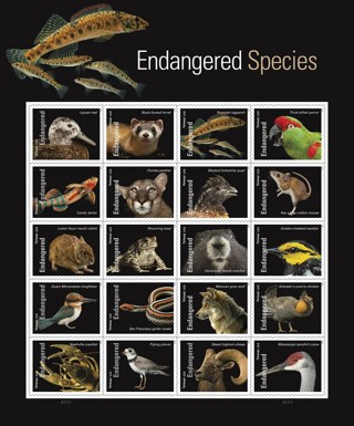  2 Sheets of Brand New USPS Endangered Species Forever Stamps Total of 40 Stamps