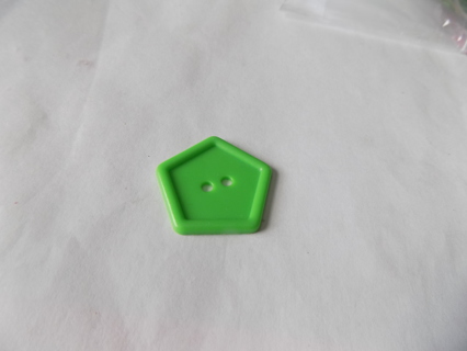 Large 1 1/2 inch green five sided button
