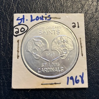 1968 Rare Vintage Uncirculated St Louis Cardinals vs New Orleans Saints NFL Uncirculated Coin Token