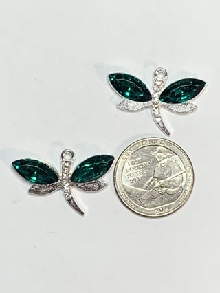 DRAGONFLY CHARMS~#2~GREEN~SET OF 2 CHARMS~FREE SHIPPING!