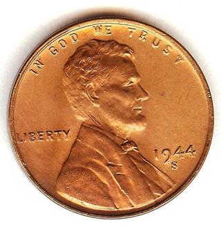 BU RED 1944-S LINCOLN WHEAT CENT From OBW