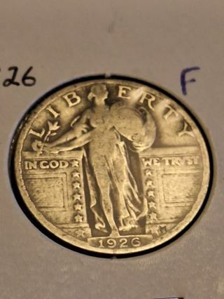 1926 P Silver Standing Liberty QUARTER DOLLAR Fine condition 90% Silver