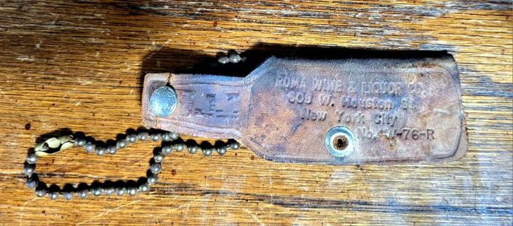 Vintage leather advertising keychain