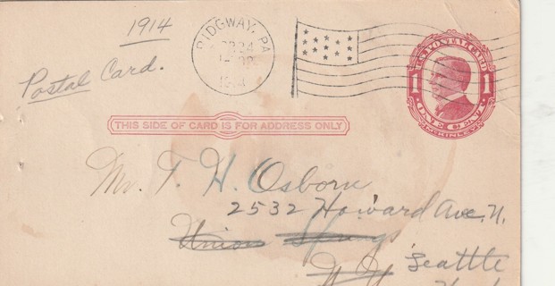 Vintage Used Postcard: (x): 1914 Correspondence