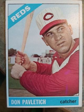 1966 TOPPS DON PAVLETICH CINCINNATI REDS BASEBALL CARD# 196