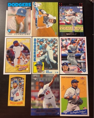 9 Los Angeles Dodgers baseball cards 