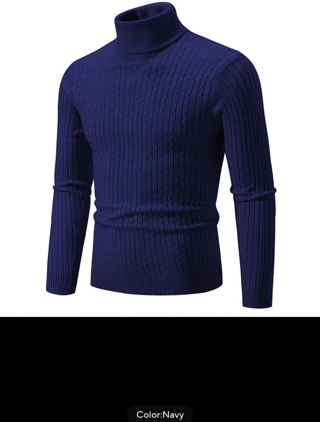 New Men's High Neck Sweater Solid Color Pullover Knitted Warm Casual Turtleneck Sweatwear Woolen