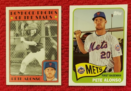 Pete Alonso 2 different Cards - 2021 Heritage #146 & 2020 Topps Choice #TC-5 - New York Mets