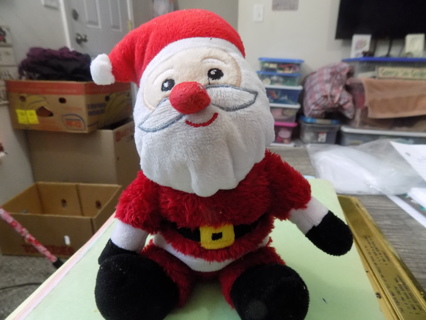 10 inch tall Santa Claus Plush embrodery face fuzzy suit