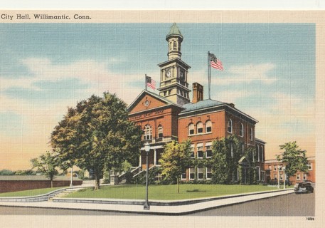 Vintage Unused Postcard: s: City Hall, Willimantic, CT