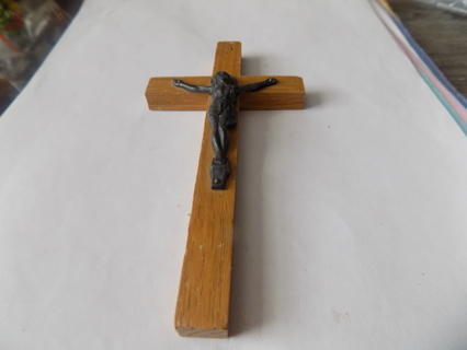 6 inch tall wood crucifix with Metal Jesus