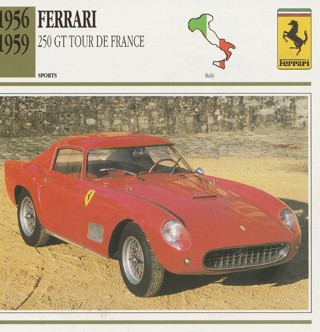 Classic Cars 6 x 6 inches Leaflet: 1956-1959 Ferrari 250 GT Tour De France