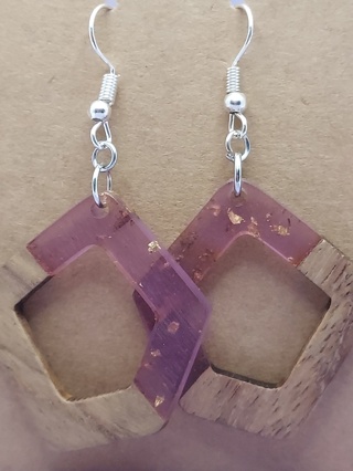 Resin Wood Earrings