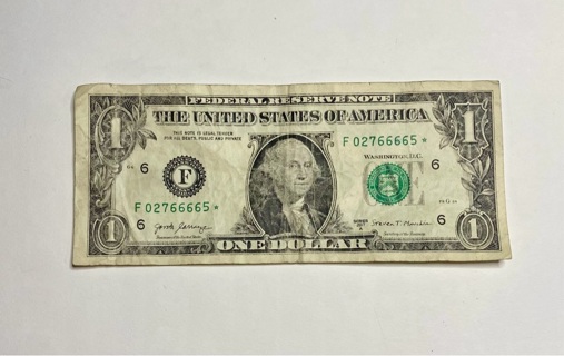 One Dollar Bill * Star Note!