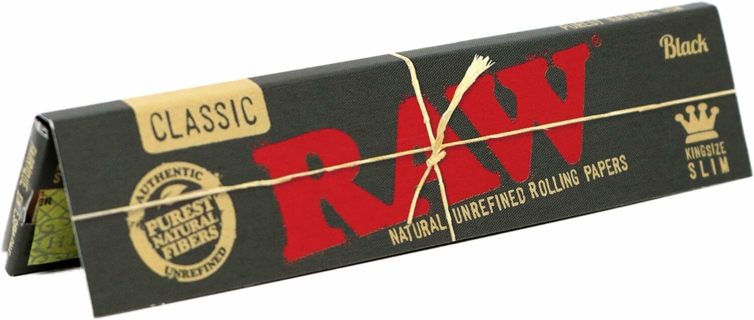 RAW Classic Black King Size Ultra Slim Natural Unrefined Rolling Papers 32 Slow-Burning Leaves!