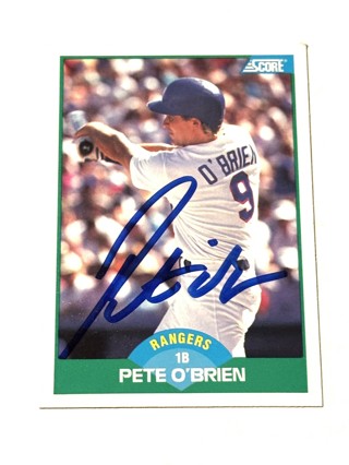 Autographed 1989 Score #22 Pete O'Brien Texas Rangers