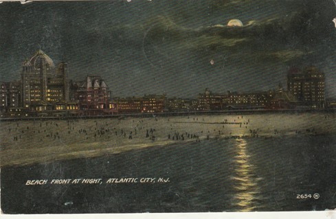 Vintage Used Postcard: 1912 Atlantic City at Night, NJ