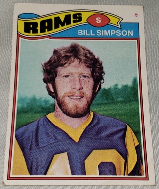 ♨️♨️ 1977 Topps Bill Simpson Football card # 406 Los Angeles Rams ♨️♨️ 