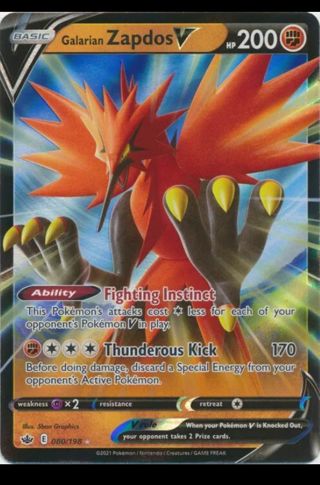 NM Ultra Rare Galarian Zapdos V Pokemon card TCG SWSH