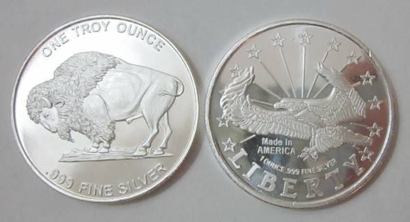 (Set of 2) .999 Fine Silver Rounds 1 Troy oz . each