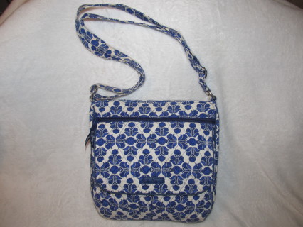 Vera Bradley Saddle Bag Crossbody Shoulder Bag in 'Cobalt Tile'