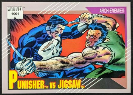 Punisher vs Jigsaw 1991 Arch Enemies Marvel Impel Card #100 