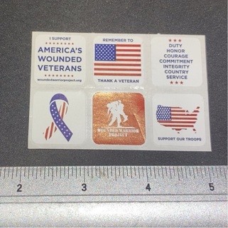 SET OF 6 WOUNDED WARRIOR STICKERS 
