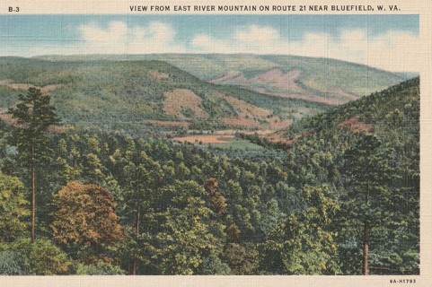 Vintage Unused Postcard: (gin8) Linen: Route 21 Bluefield, WV