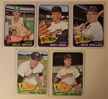 1965 Topps 5 different Baseball Cards - #39 #51 #56 #86 #90