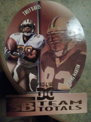 1997 PRO LINE TEAM TOTALS TROY DAVIS/ WAYNE MARTIN NEW ORLEANS SAINTS DIE CUT FOOTBALL CARD# TT14